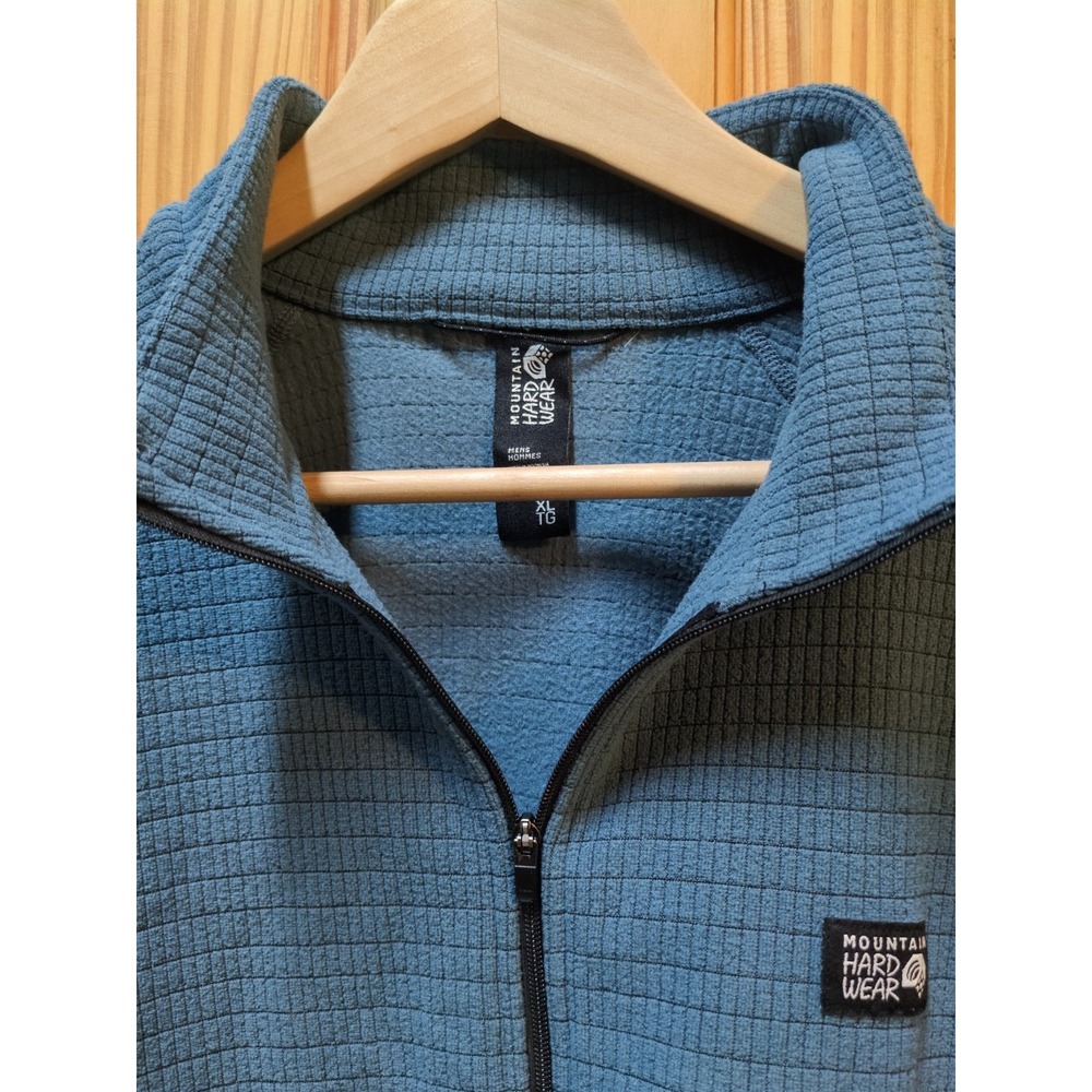 Mountain Hardwear Pullover Mens XL Blue Grid Fleece 1/2 Zip Hiking Layer Travel - Picture 4 of 9